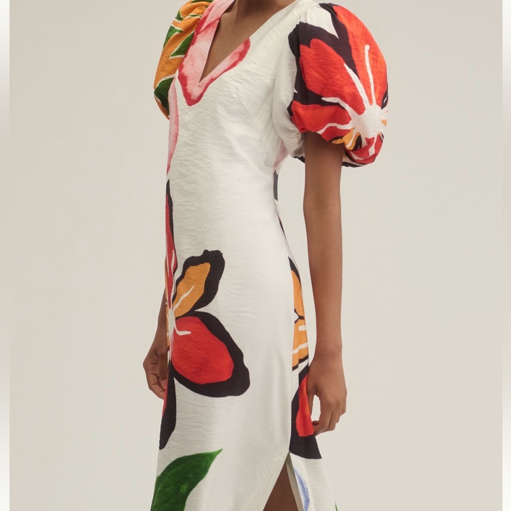 Anthropologie NWT maxi dress with puffy sleeves  SZ M